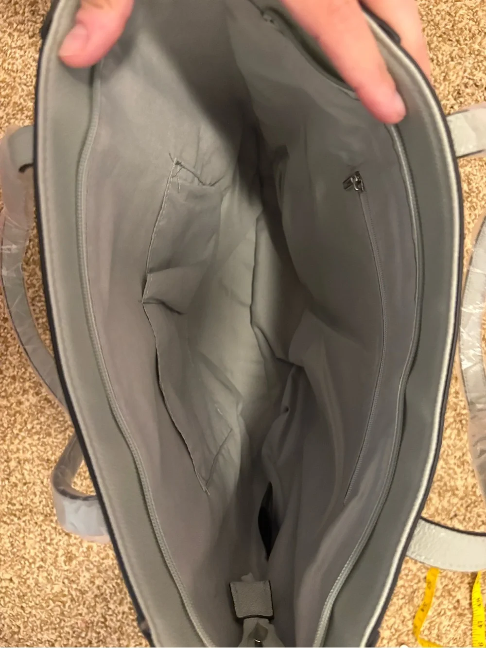IZOD Sage Gray Faux Leather Structured Tote Bag Shoulder Purse NWT